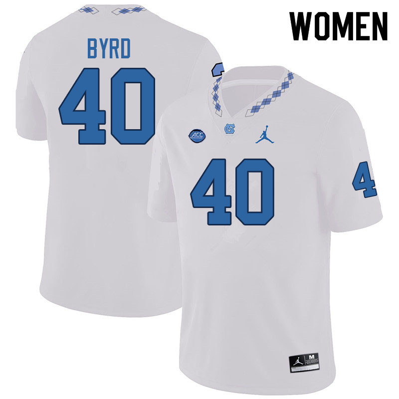 Women #40 Major Byrd North Carolina Tar Heels College Football Jerseys Sale-White